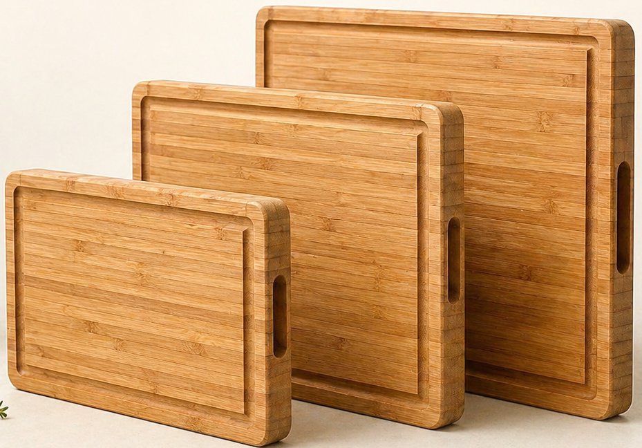 Bamboo cutting boards in three sizes