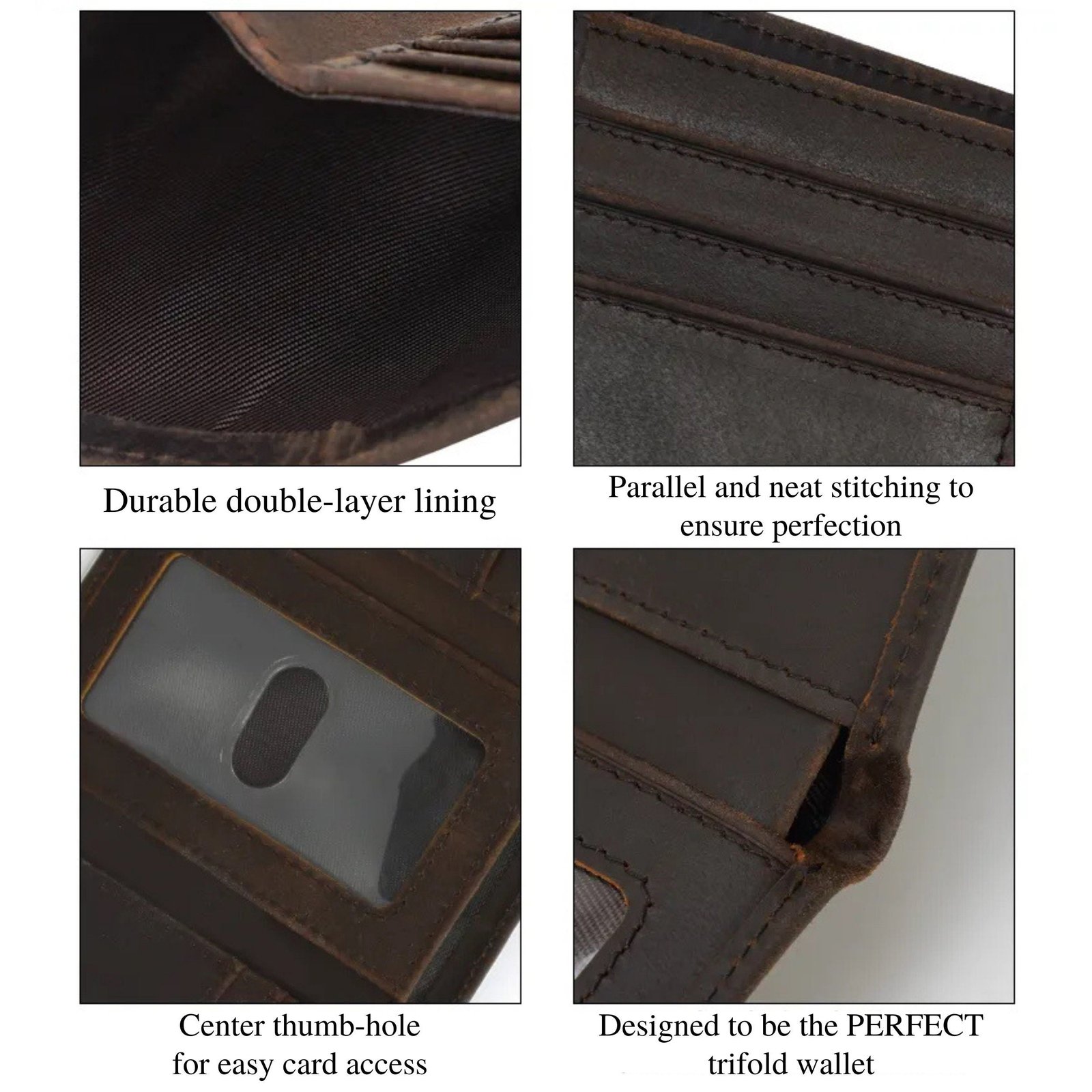 Perfect Leather Trifold Wallet, Light Brown Leather wallet, Black Personalized Leather RFID Wallet, Engraved Genuine Leather Custom Wallet, Anniversary Gift For Him