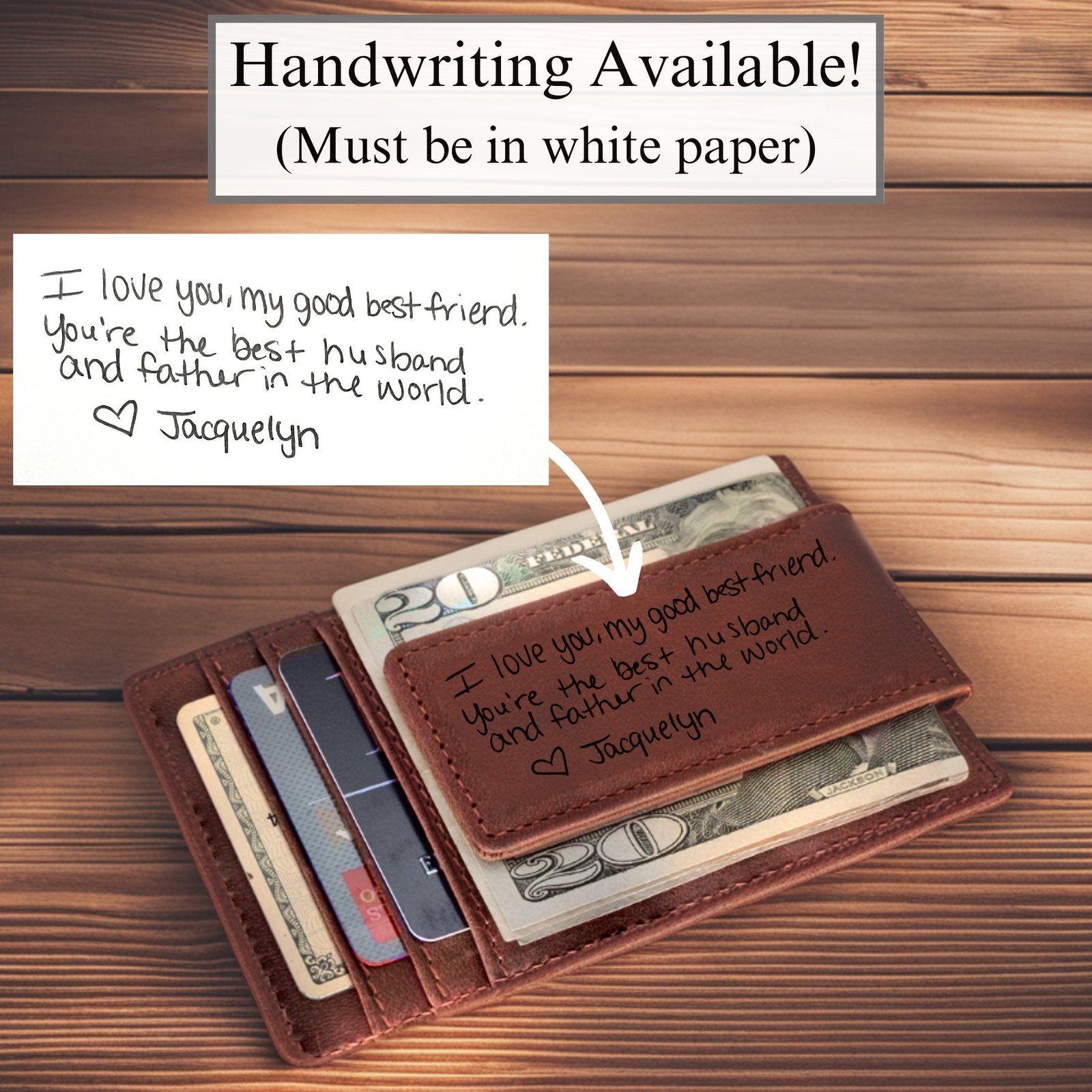 Mens Personalized Slim Leather Wallet Money Clip Gifts for Man Anniversary Gifts for Dad Money Clip Husband Gift RFID Mens Slim Wallet