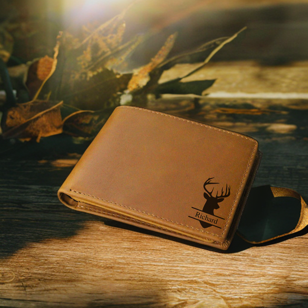 RFID Men's Leather Wallet - Custom Engraving